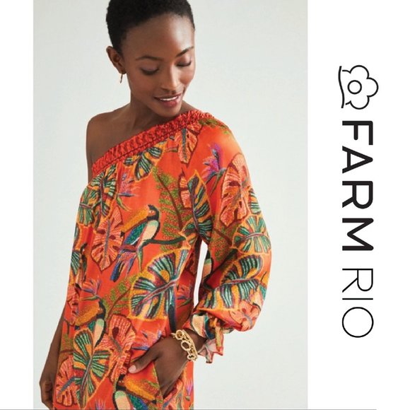 Anthropologie Dresses & Skirts - Farm Rio Fiji One-shoulder Mini Dress Tunic - L